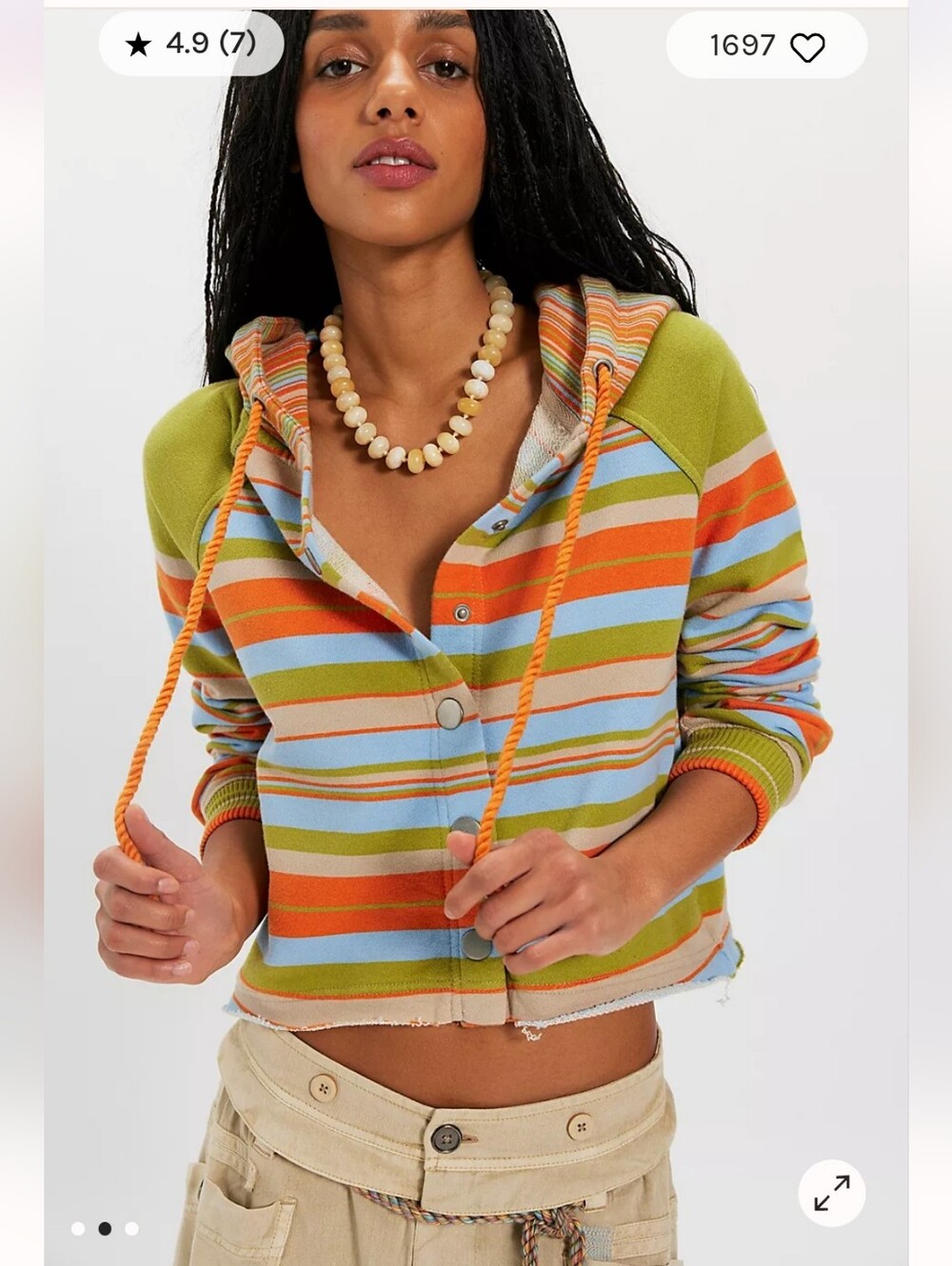 NWT Free People We The Free Women's Bailey Striped Cardi Sz M $168 Vintage Style